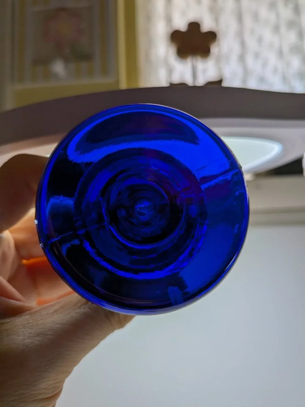 VTG 60s Cobalt Blue Glass Candlestick Holders Pedestal Mid Century Heavy Mini